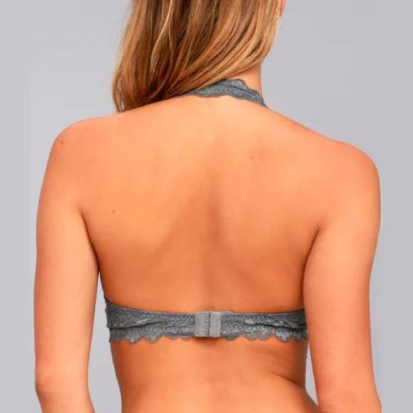 Free People Galloon Lace Halter Bralette in Light Grey - Picture 4 of 8